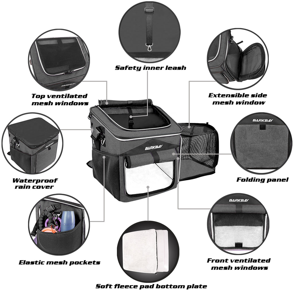 BARKBAY Expandable Dog Bike Basket Carrier