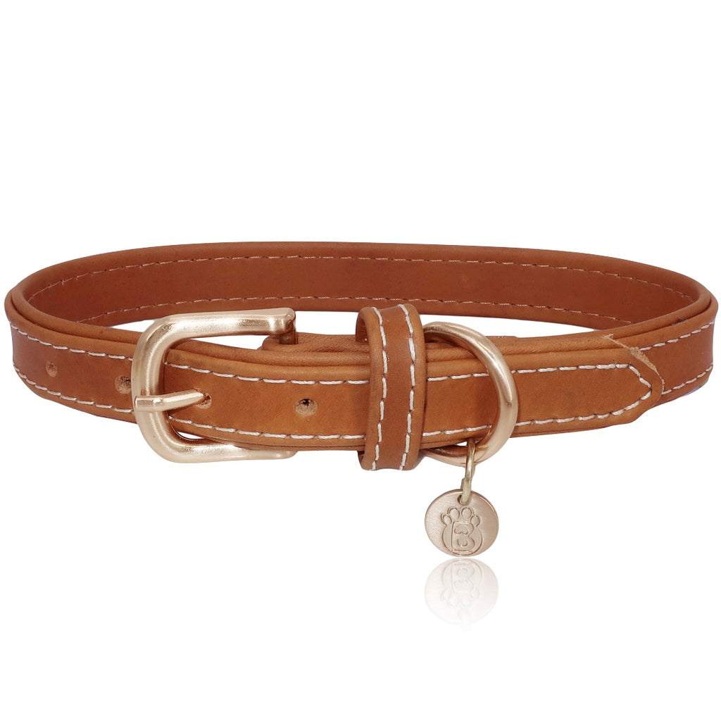 BARKBAY Soft Touch Genuine Leather Collar Luxury Real Leather Collar for Large Dog