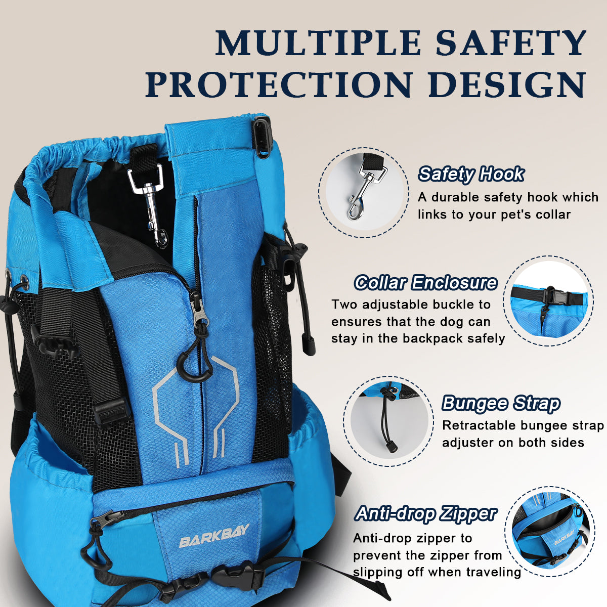 Pet Carrier Backpack for Small Medium Dogs,Adjustable Travel Bag for Hiking Camping Cycling,Hands-Free Sport Sack