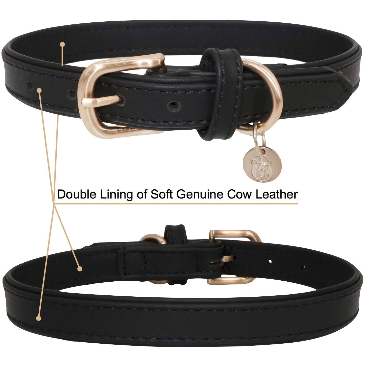 BARKBAY Soft Touch Genuine Leather Collar Luxury Real Leather Collar for Large Dog