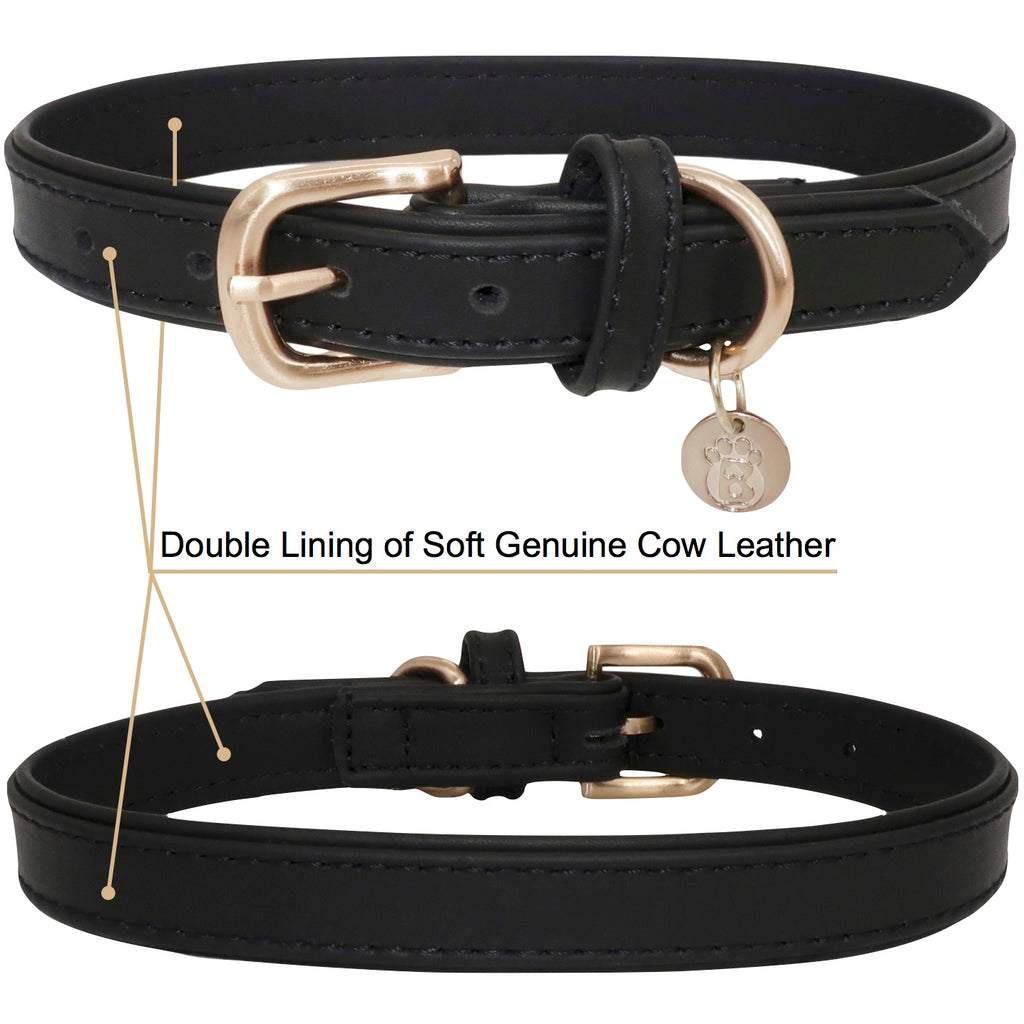 BARKBAY Soft Touch Genuine Leather Collar Luxury Real Leather Collar for Large Dog