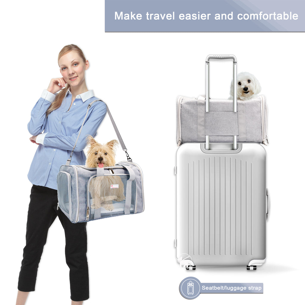 BARKBAY Pet Carrier Airline Approved Soft-Sided Pet Travel Carrier | Ventilated,Comfortable Design with Safety Features | Ideal for Small Medium Sized Cats, Dogs, and Pets 17.52Lx10.83Wx11.42H in