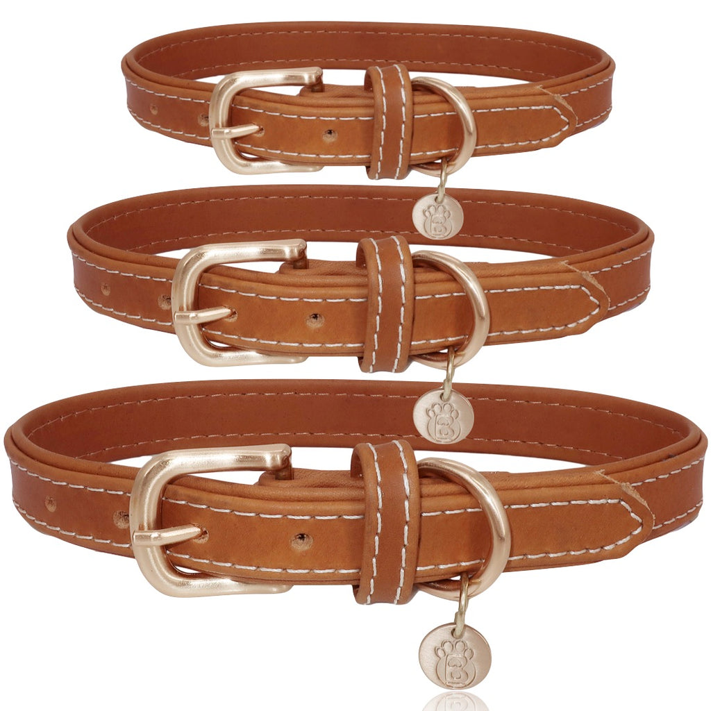 BARKBAY Soft Touch Genuine Leather Collar Luxury Real Leather Collar for Large Dog