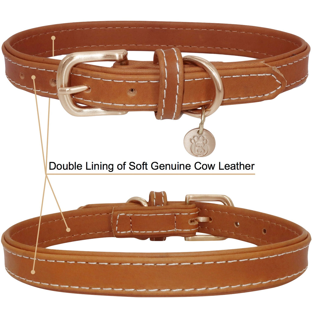 BARKBAY Soft Touch Genuine Leather Collar Luxury Real Leather Collar for Large Dog