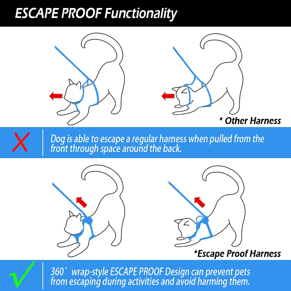HoldPro OpenFit NoEscape Cat Harness Set