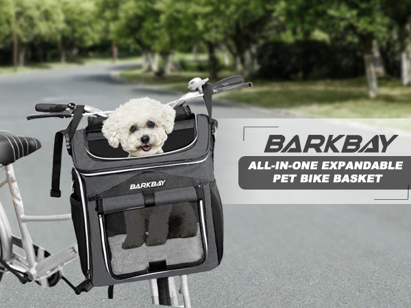 BARKBAY Expandable Dog Bike Basket Carrier