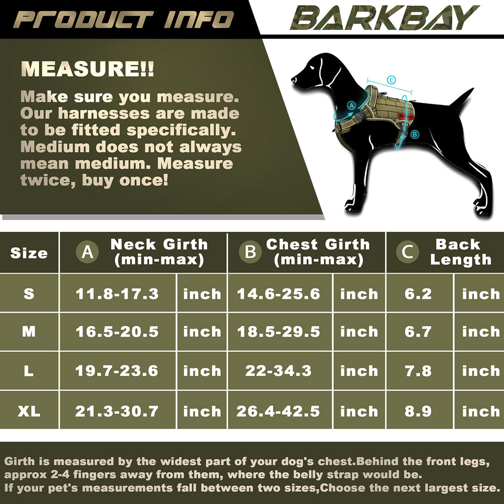 BARKBAY Tactical Harness, Military Service Weighted